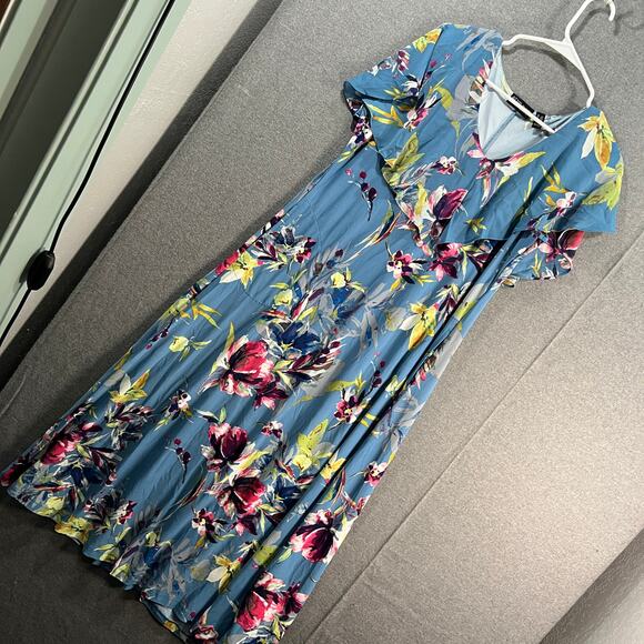 Attitudes by Renee Global Illusions Petite Maxi Dress Hawaiian Sky, Petite Large - Picture 1 of 11